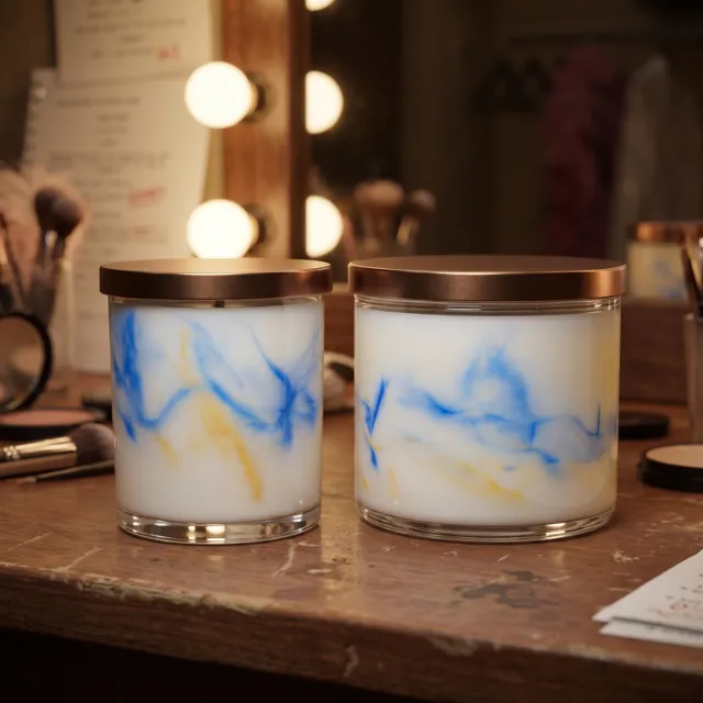 Collywobbles hand-marbled candle