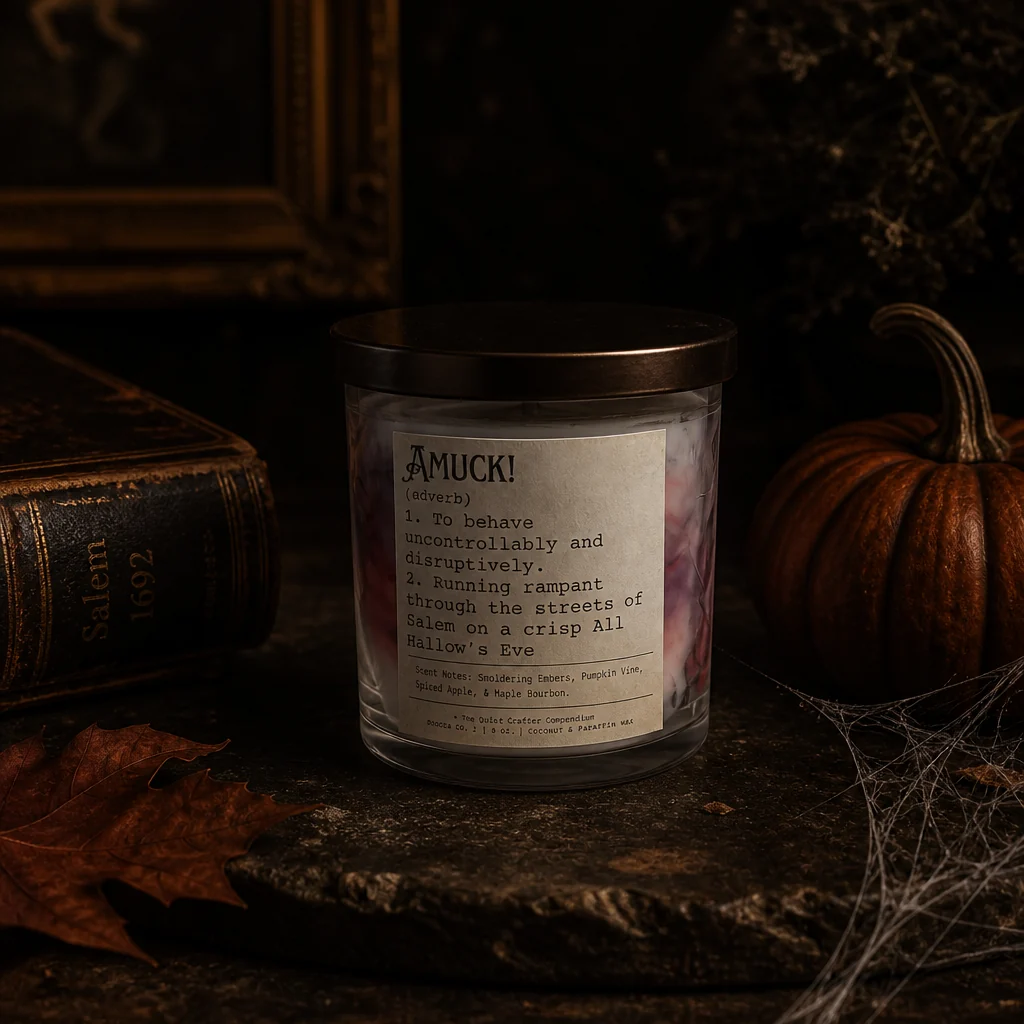 Amuck! hand-marbled candle