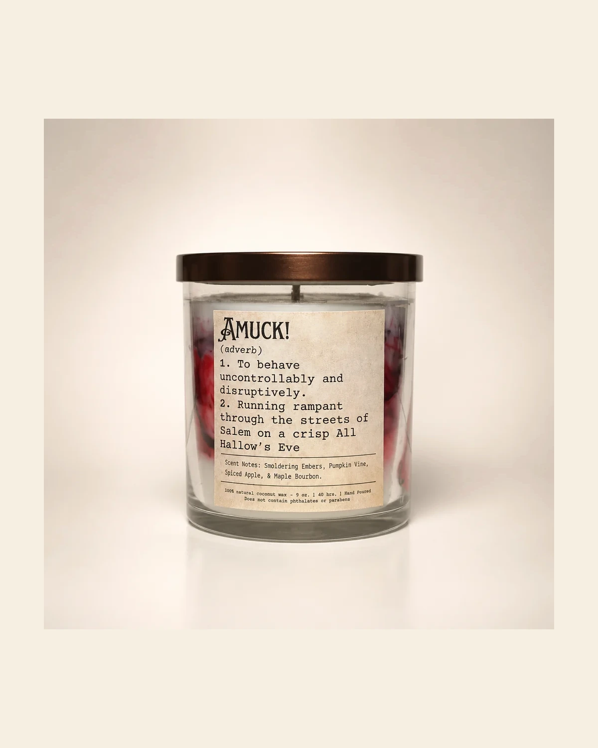 Amuck! hand-marbled candle
